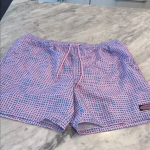 Men’s Vineyard Vines Blue and Pink Swim Trunks 7”inseam worn once